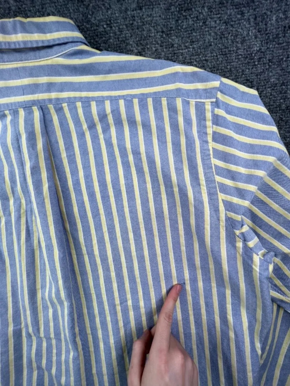 Ralph Lauren Classic Fit Button Down Shirt Striped Yellow Blue White 17.5 32/33